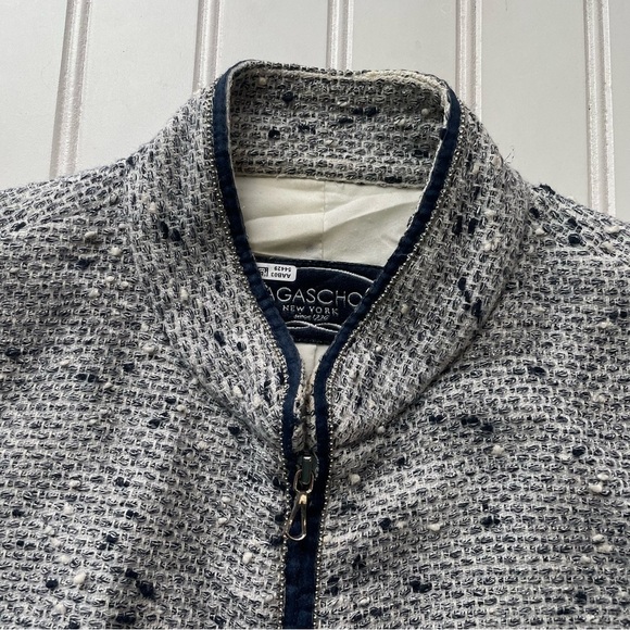 Magaschoni Tweed Blazer Jacket Navy Blue White Size 0 XS Italy Vintage formal - Picture 2 of 8